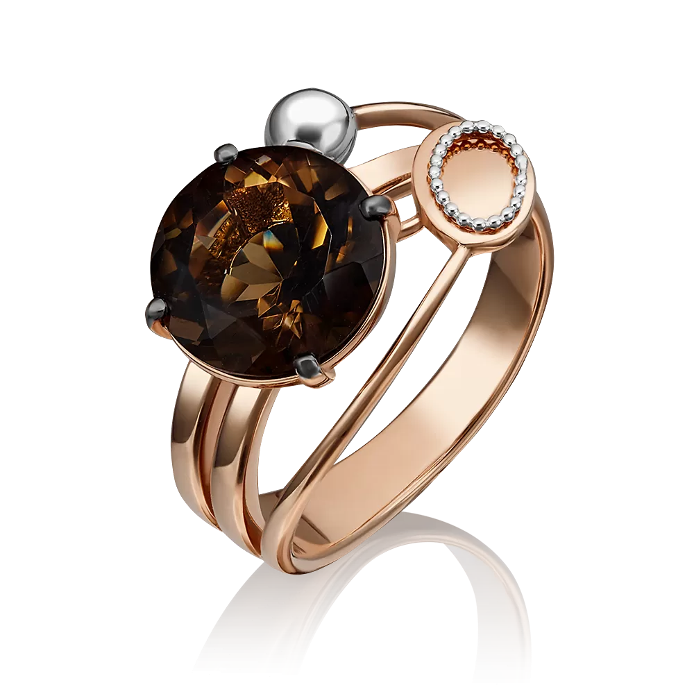 Кольцо из красного золота с кварцем дымчатым 01-5253-00-202-1110-46