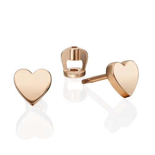 Серьги-пусеты «Сердца» из красного золота 02-4515-00-000-1110-02