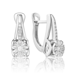 Серьги с английским замком из белого золота с бриллиантами