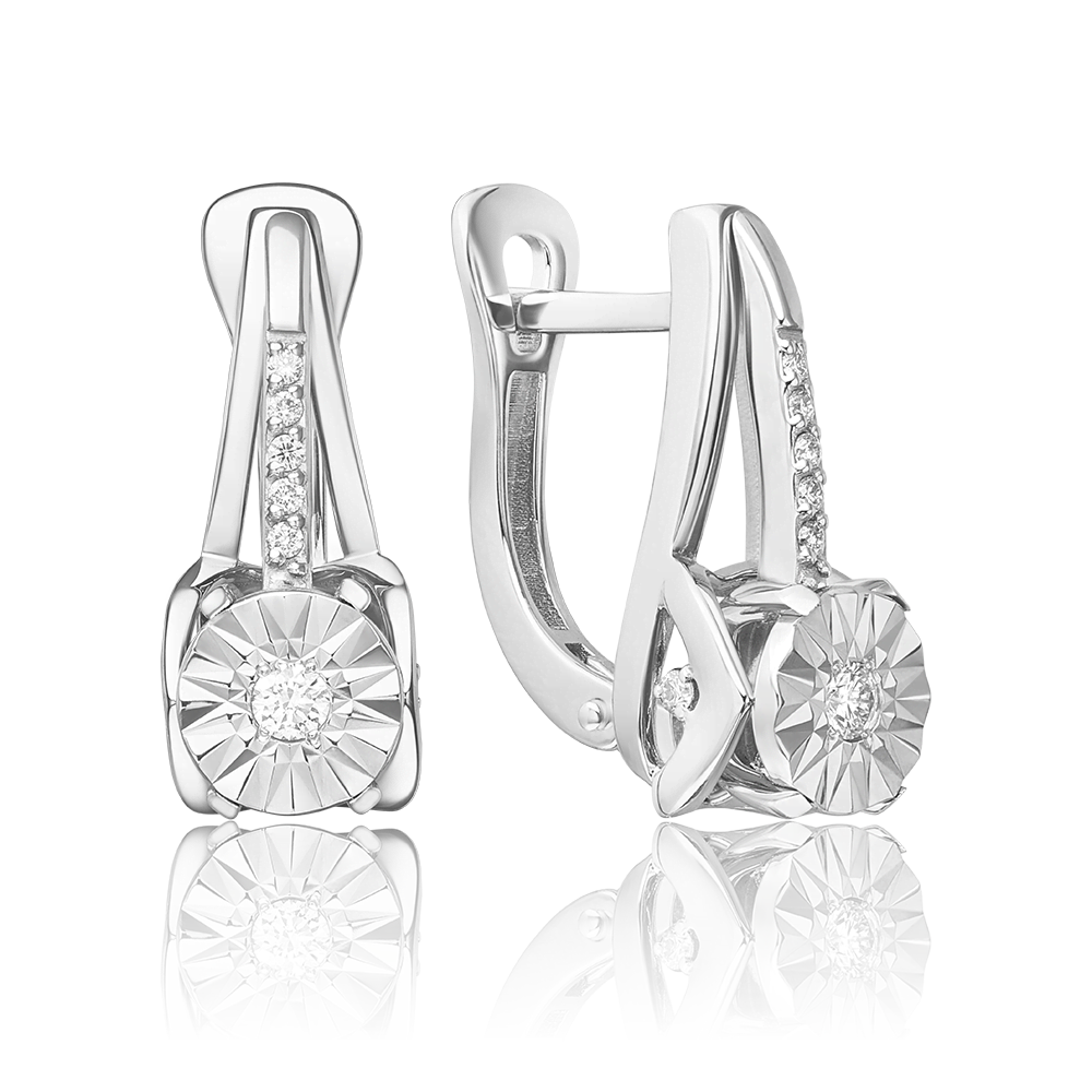 Серьги с английским замком из белого золота с бриллиантами 02-5250-00-101-1120