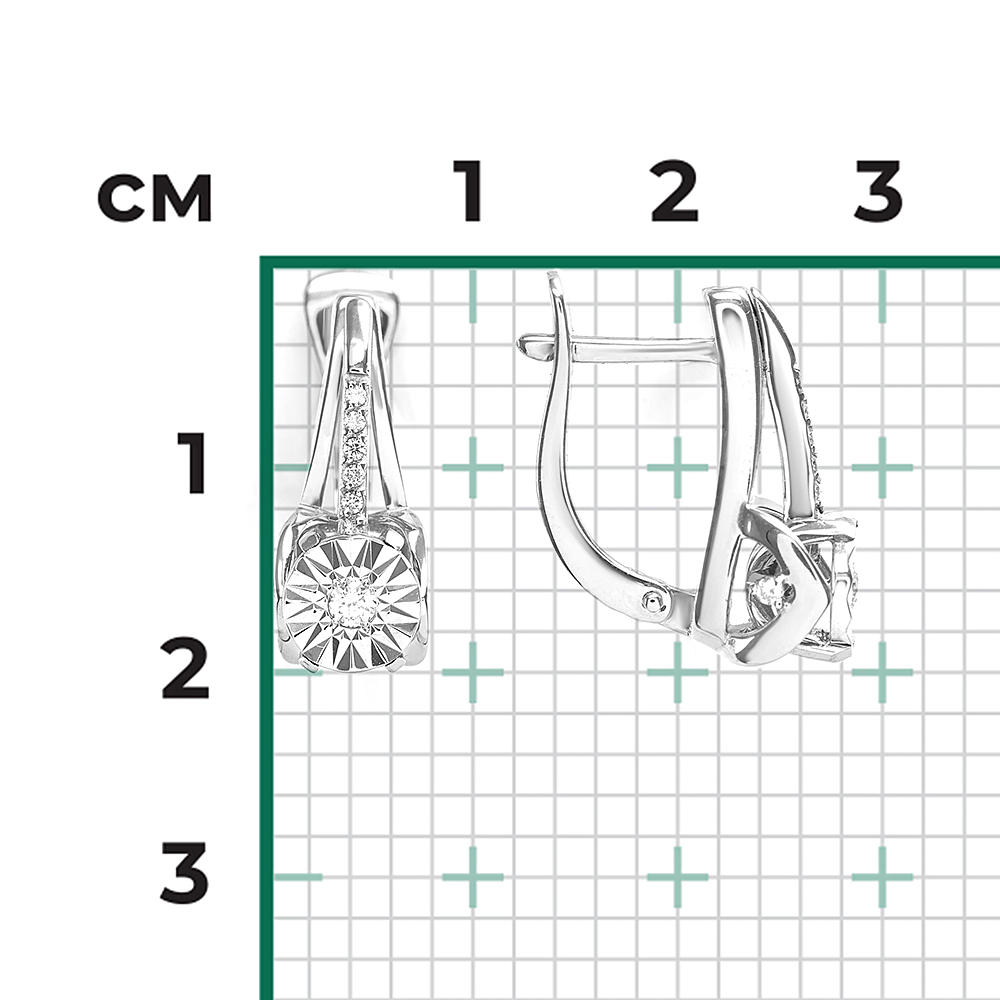 Серьги с английским замком из белого золота с бриллиантами 02-5250-00-101-1120