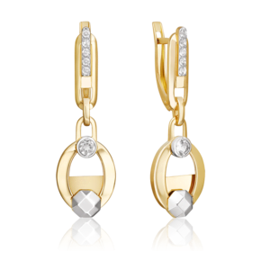 Серьги с английским замком из комбинированного золота с натуральными топазами white 02-5048-00-201-1121