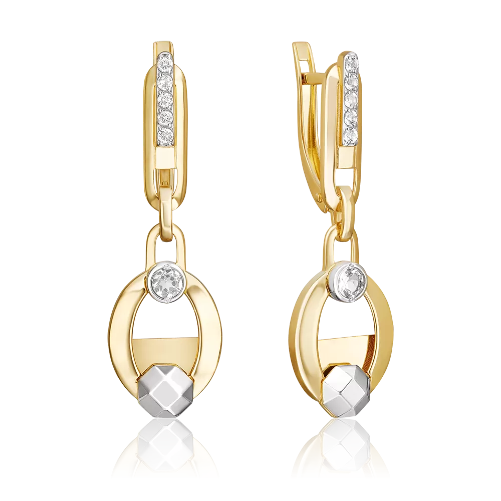 Серьги с английским замком из комбинированного золота с натуральными топазами white 02-5048-00-201-1121