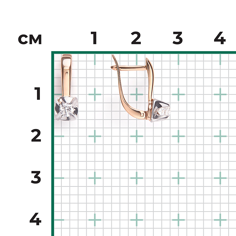 Серьги с английским замком из комбинированного золота с бриллиантом 02-5334-00-101-1111