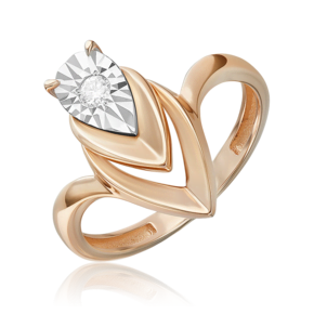 Кольцо из комбинированного золота с бриллиантом 01-5753-00-101-1111