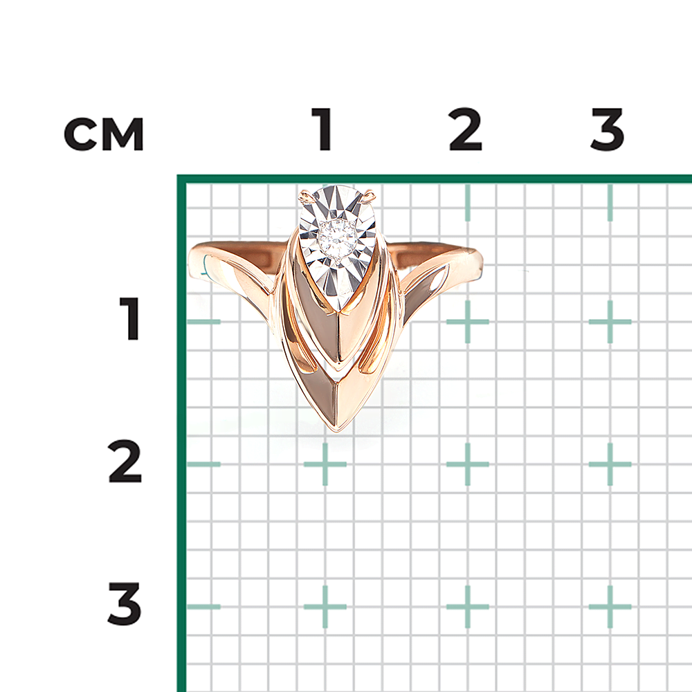 Кольцо из комбинированного золота с бриллиантом 01-5753-00-101-1111