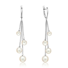 Серьги с английским замком из белого золота с жемчугом культивированным 02-4411-00-301-1120-31