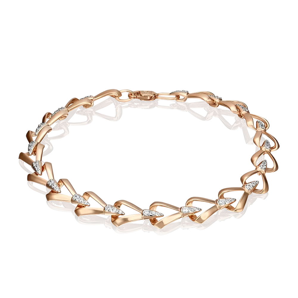 Браслет из красного золота с фианитами 05-0603-00-401-1110-33