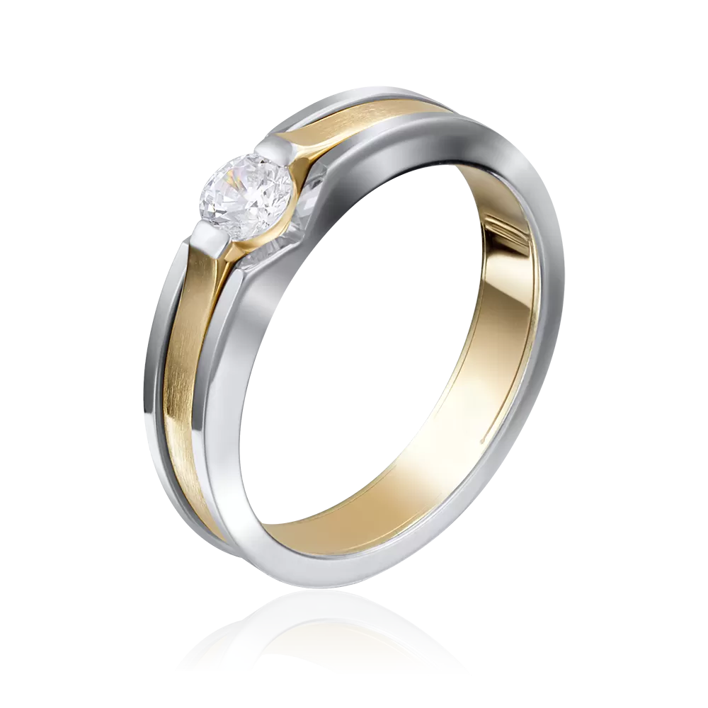 Кольцо из комбинированного золота с фианитом 01-5190-00-501-1121-38