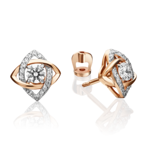 Серьги-пусеты из красного золота с фианитами 02-4403-00-401-1110