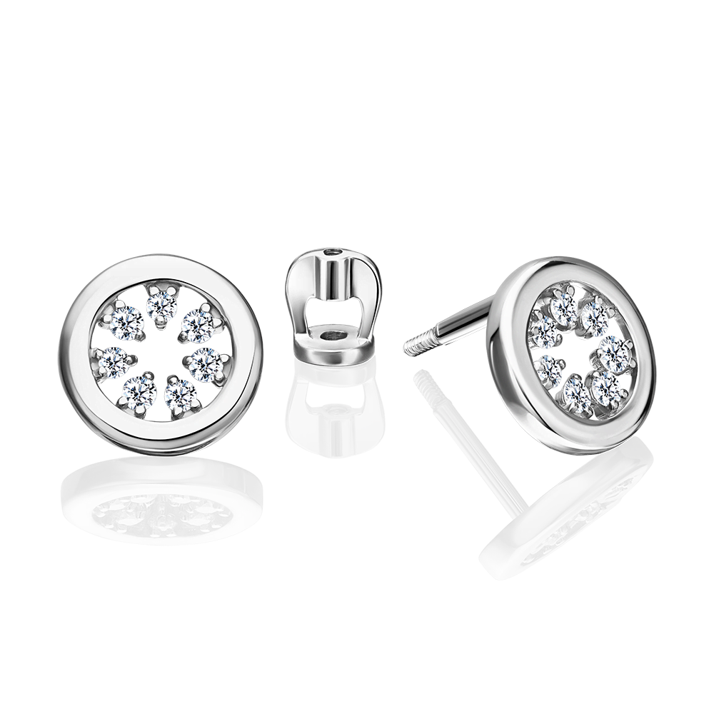 Серьги-пусеты из серебра с фианитами 02-5364-00-401-0200