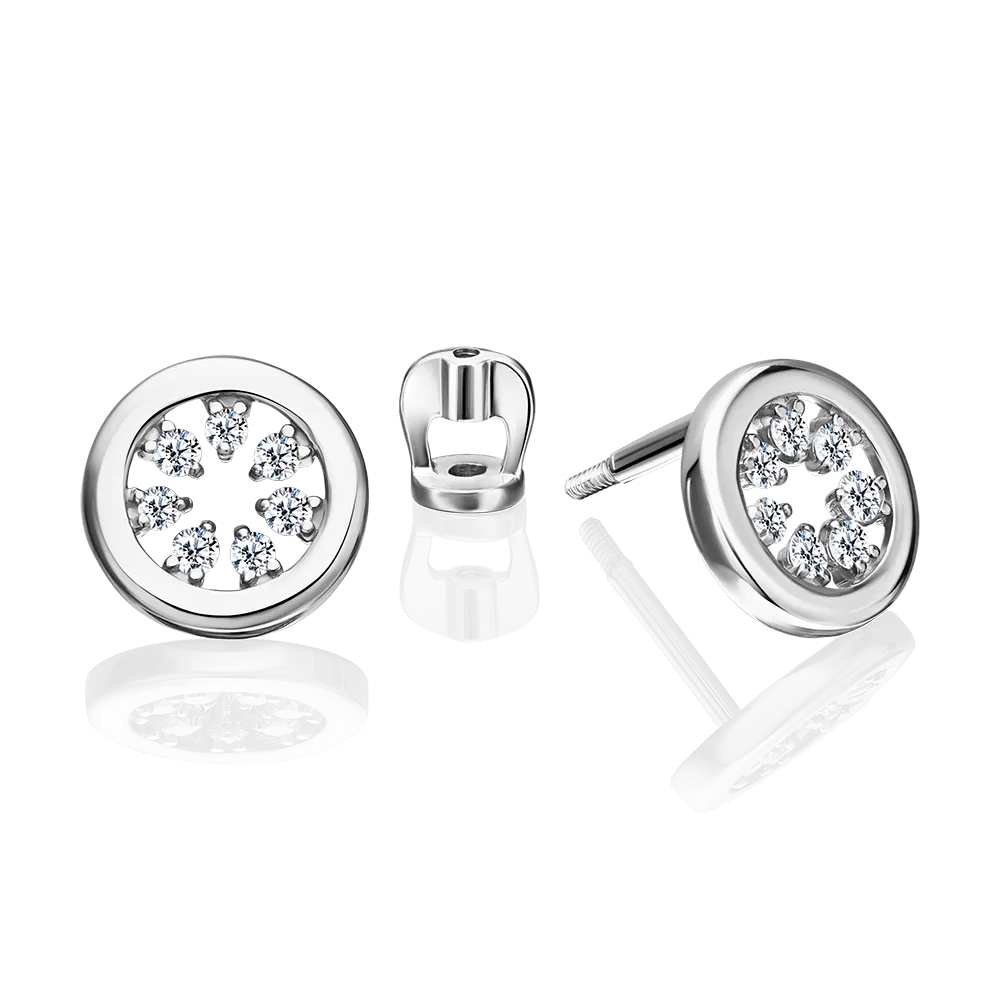 Серьги-пусеты из серебра с фианитами 02-5364-00-401-0200
