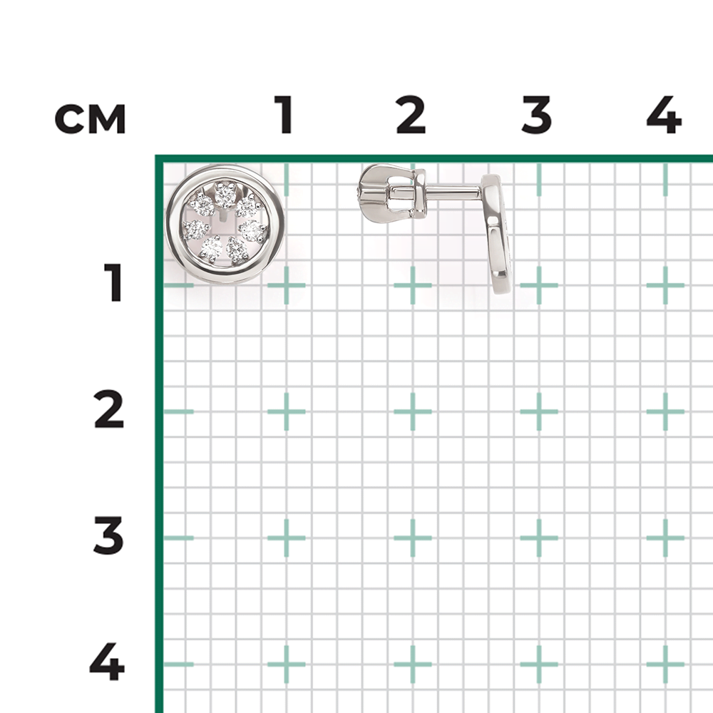 Серьги-пусеты из серебра с фианитами 02-5364-00-401-0200