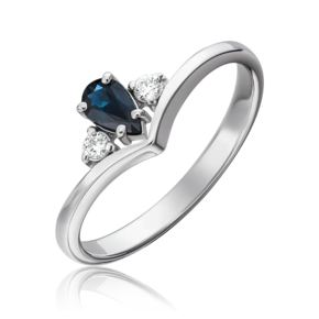 Кольцо из белого золота с сапфиром и бриллиантами