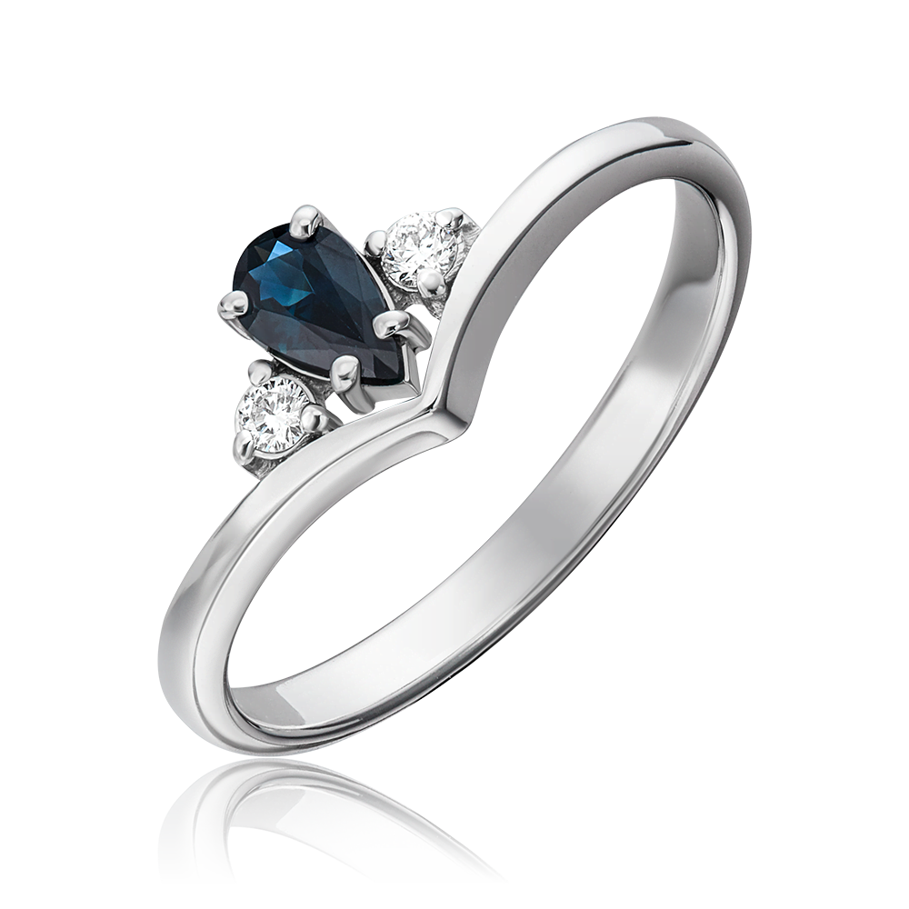 Кольцо из белого золота с сапфиром и бриллиантами 01-0500-00-105-1120-30