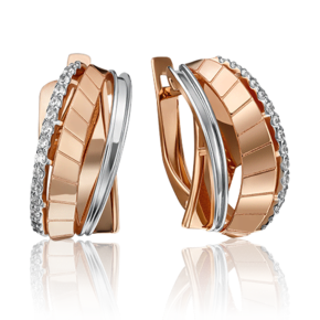 Серьги с английским замком из красного золота с фианитами 02-4305-00-401-1110-48