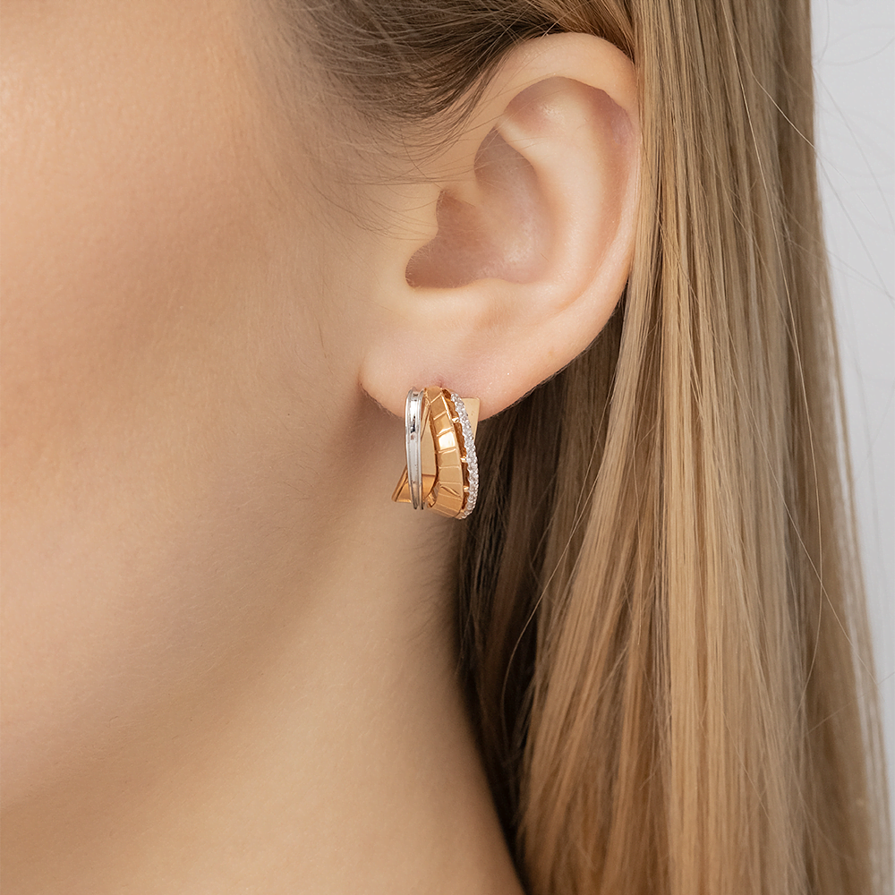 Серьги с английским замком из красного золота с фианитами 02-4305-00-401-1110-48