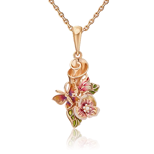 Подвеска «Послание лета» из красного золота с эмалью 03-2864-00-000-1110-59