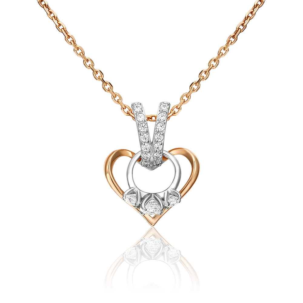 Подвеска из комбинированного золота с фианитами 03-3068-00-501-1111-38