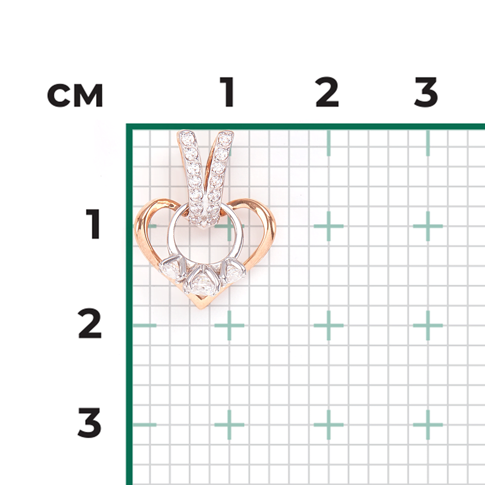 Подвеска из комбинированного золота с фианитами 03-3068-00-501-1111-38