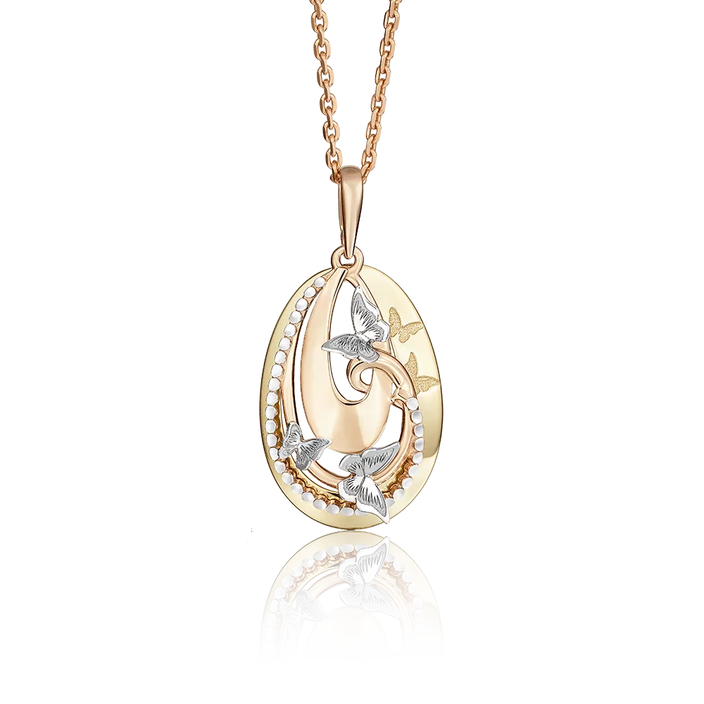 Подвеска «Полёт бабочек» из комбинированного золота 03-2739-00-000-1140-48