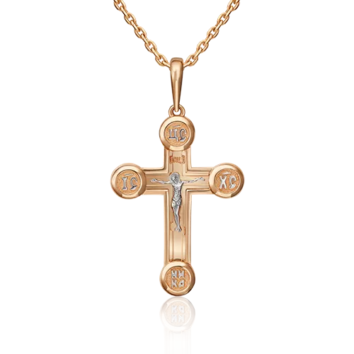 Православный крест из комбинированного золота 03-3153-00-000-1111-48