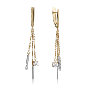 Серьги с английским замком из комбинированного золота с фианитом 02-4312-00-501-1121-38