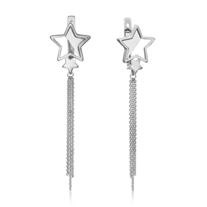 Серьги «Звёзды» с английским замком из белого золота 02-4680-00-000-1120-48
