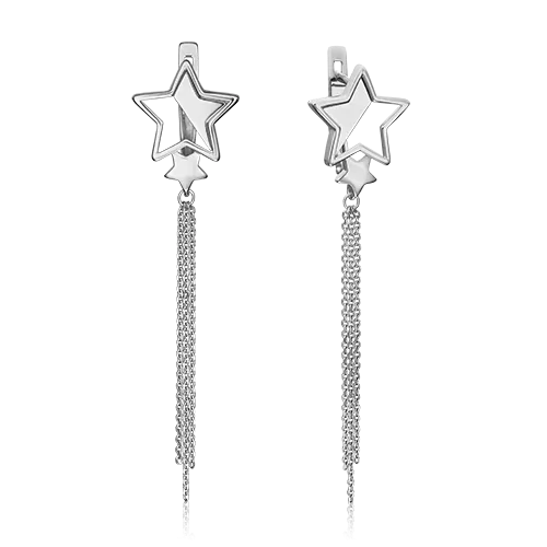 Серьги «Звёзды» с английским замком из белого золота 02-4680-00-000-1120-48