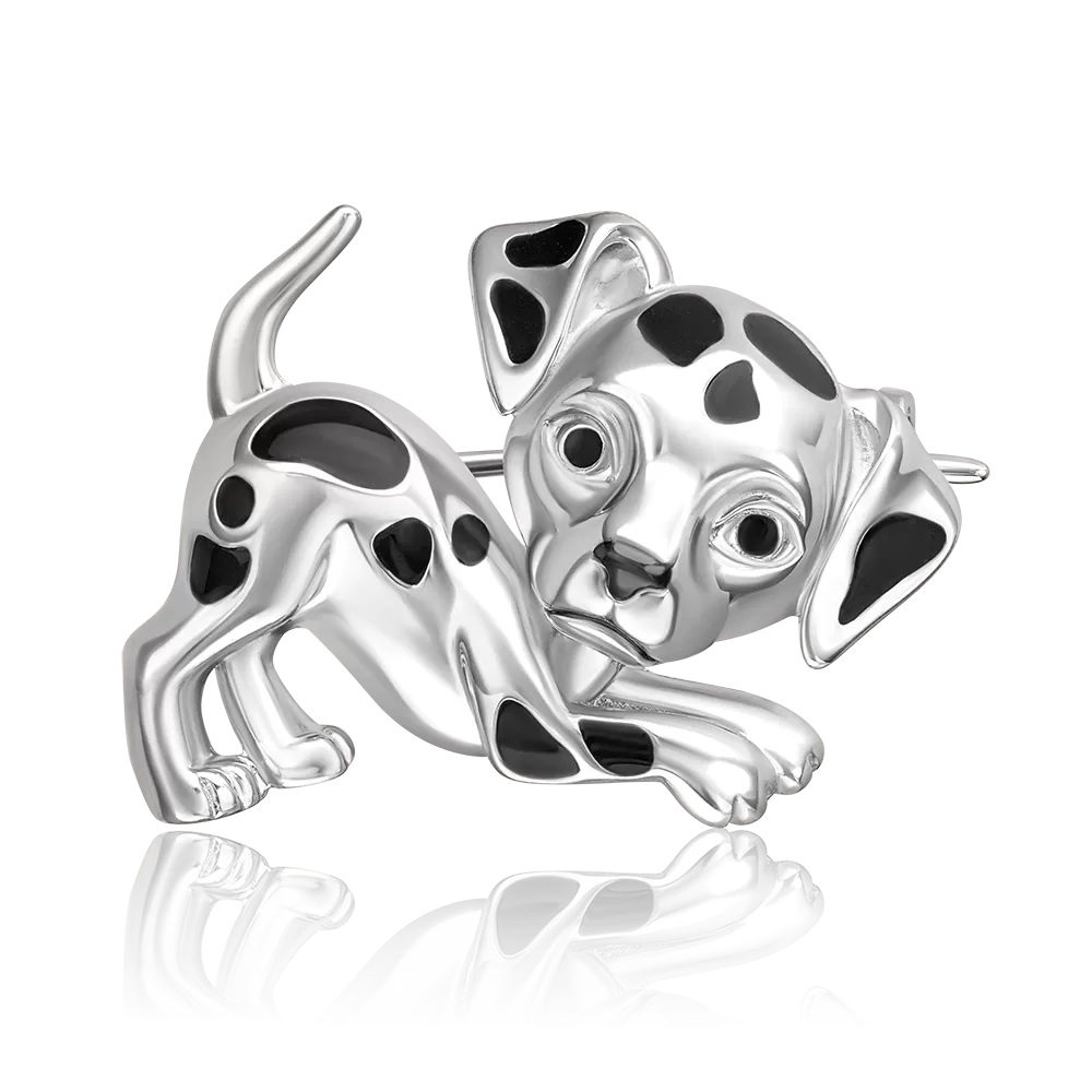 Брошь «Далматинец» из серебра с эмалью 04-0282-00-000-0200