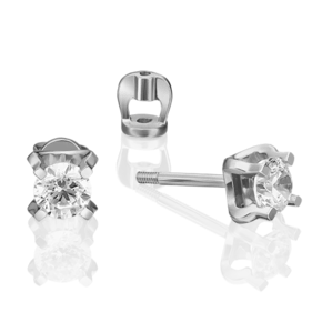 Серьги-пусеты из белого золота с фианитом 02-4587-00-401-1120