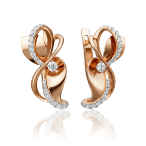 Серьги с английским замком из красного золота с фианитами 02-4331-00-401-1110-24