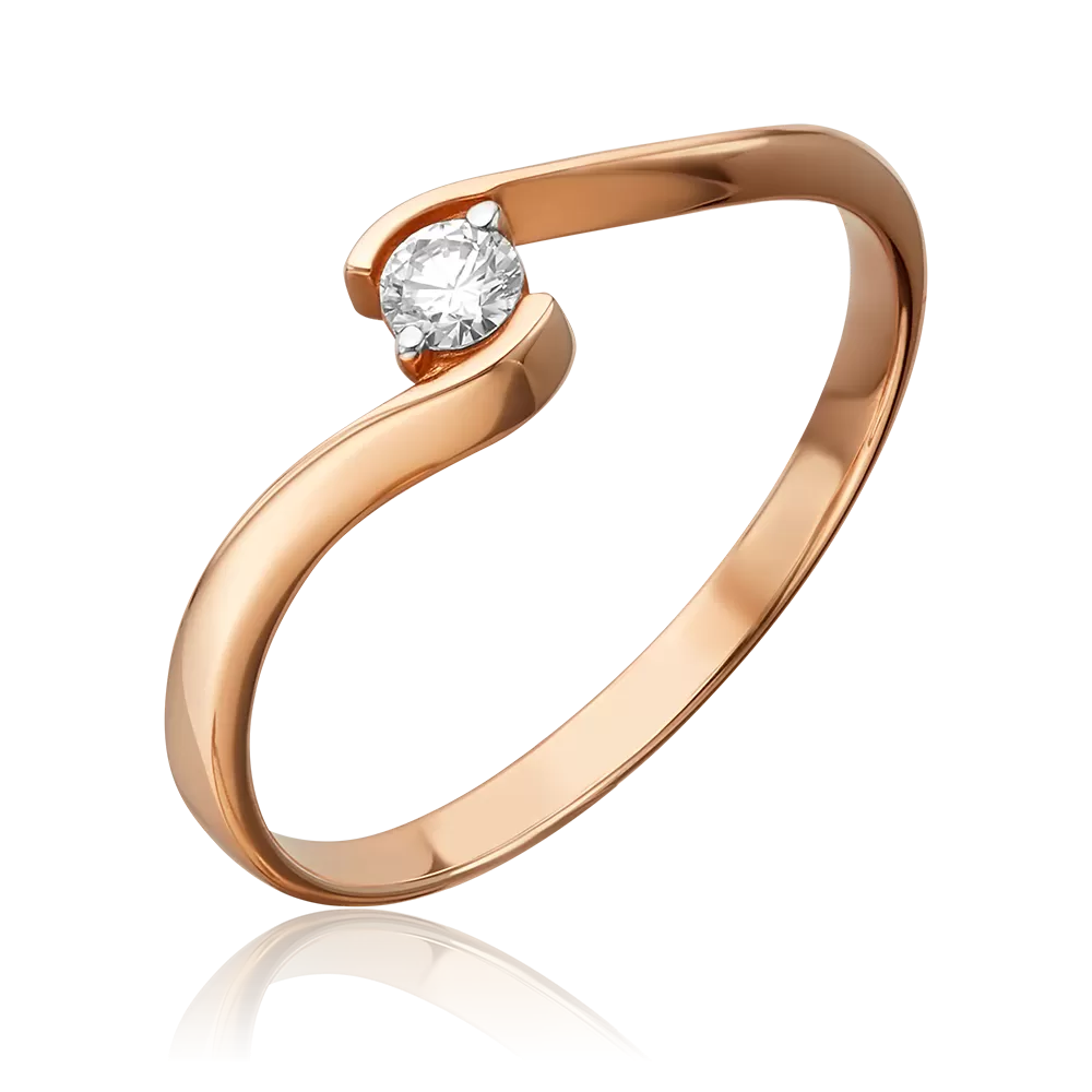 Кольцо из красного золота с бриллиантом 01-0690-00-101-1110-30