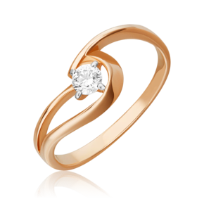 Кольцо из красного золота с бриллиантом