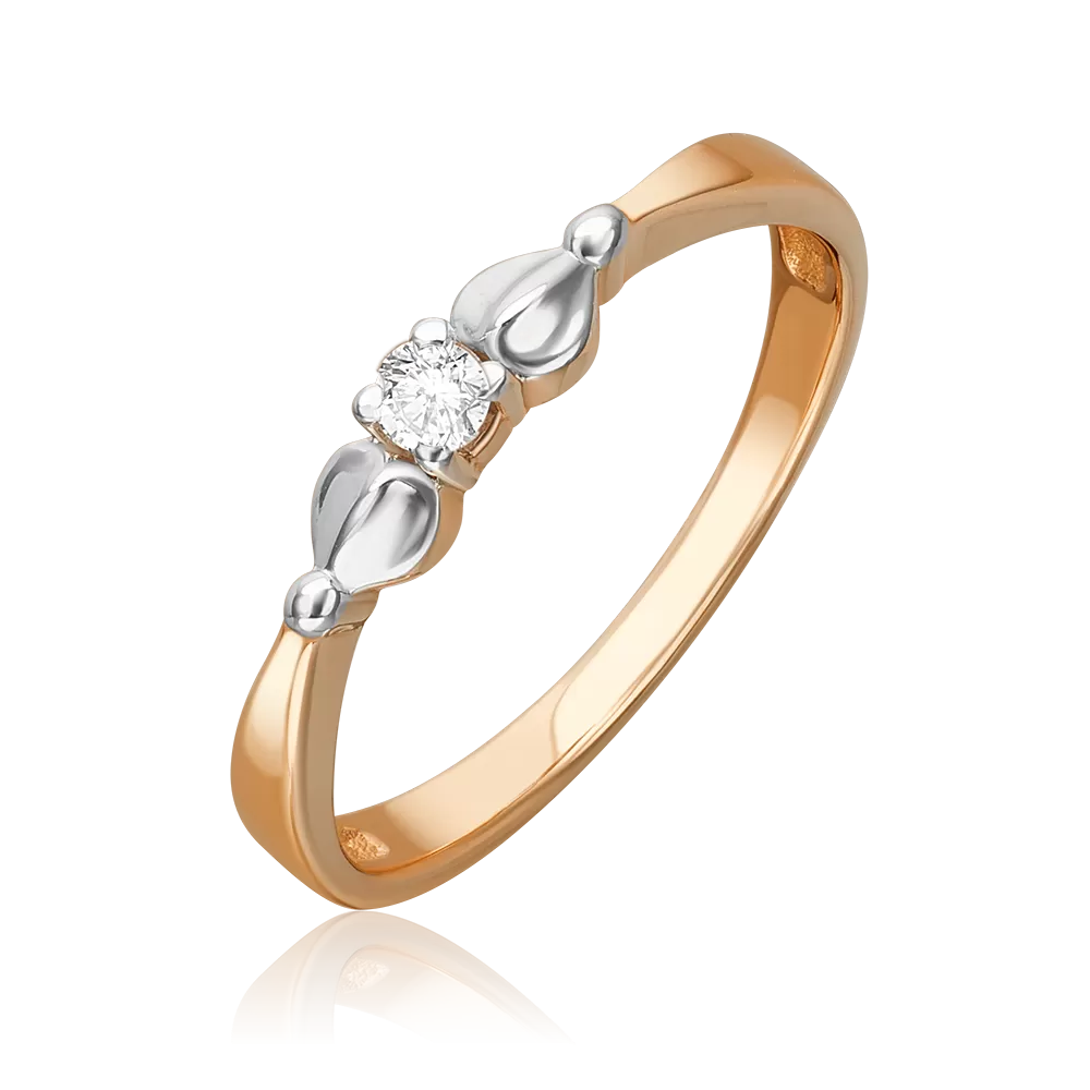 Кольцо из красного золота с бриллиантом 01-0696-00-101-1110-30