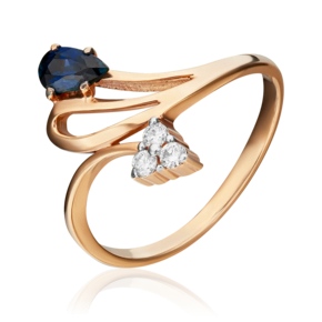 Кольцо из красного золота с сапфиром и бриллиантами 01-0700-00-105-1110-30