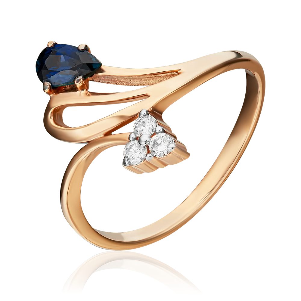 Кольцо из красного золота с сапфиром и бриллиантами 01-0700-00-105-1110-30