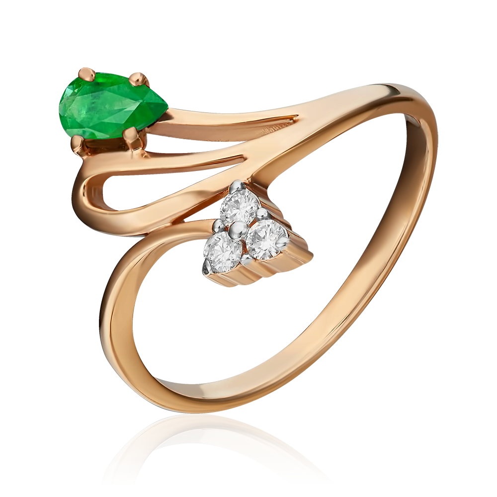 Кольцо из красного золота с изумрудом и бриллиантами 01-0700-00-106-1110-30