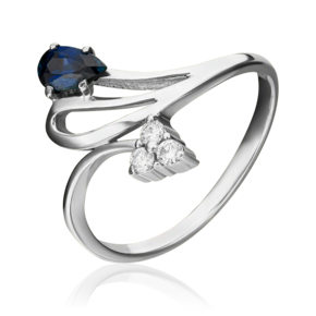 Кольцо из белого золота с сапфиром и бриллиантами 01-0701-00-105-1120-30
