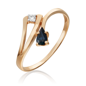 Кольцо из красного золота с сапфиром и бриллиантом 01-0702-00-105-1110-30