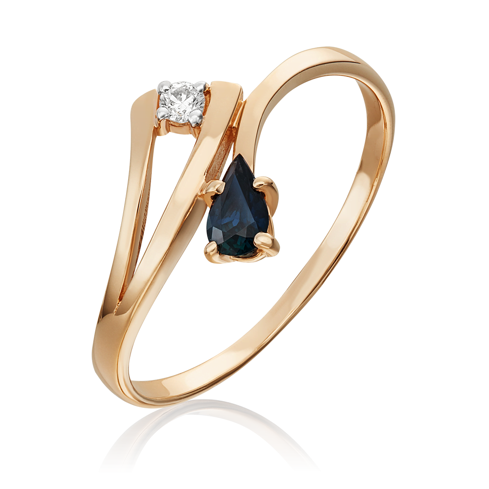Кольцо из красного золота с сапфиром и бриллиантом 01-0702-00-105-1110-30