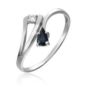 Кольцо из белого золота с сапфиром и бриллиантом 01-0703-00-105-1120-30
