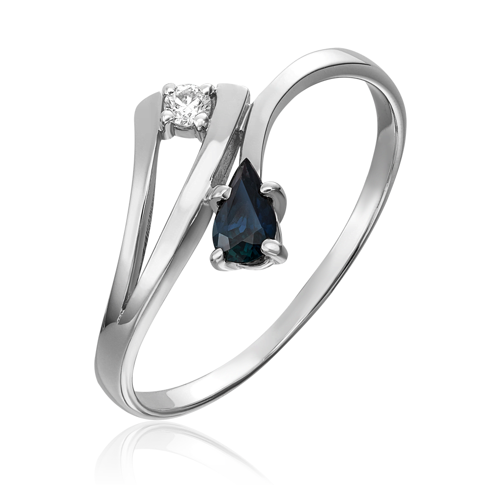 Кольцо из белого золота с сапфиром и бриллиантом 01-0703-00-105-1120-30