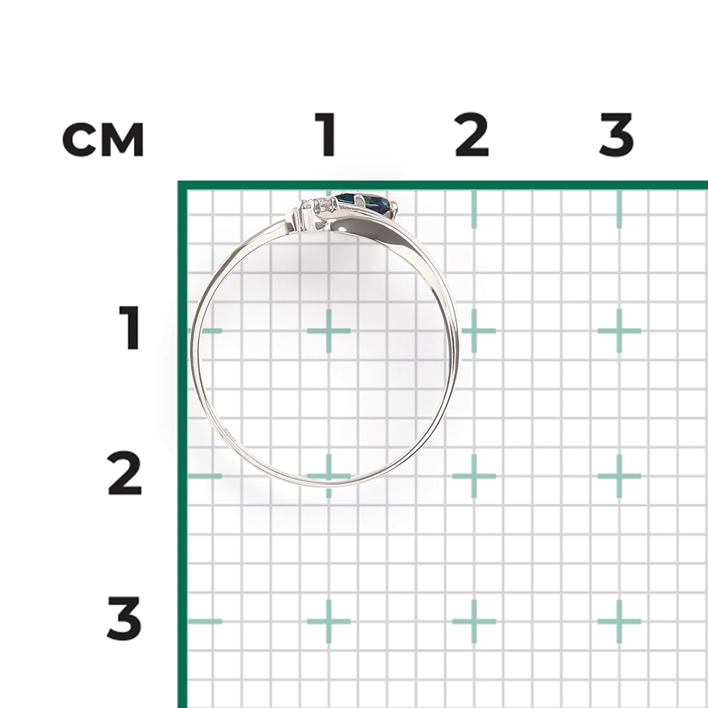 Кольцо из белого золота с сапфиром и бриллиантом 01-0703-00-105-1120-30