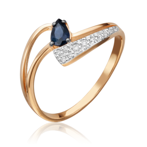 Кольцо из красного золота с сапфиром и бриллиантами 01-0704-00-105-1110-30