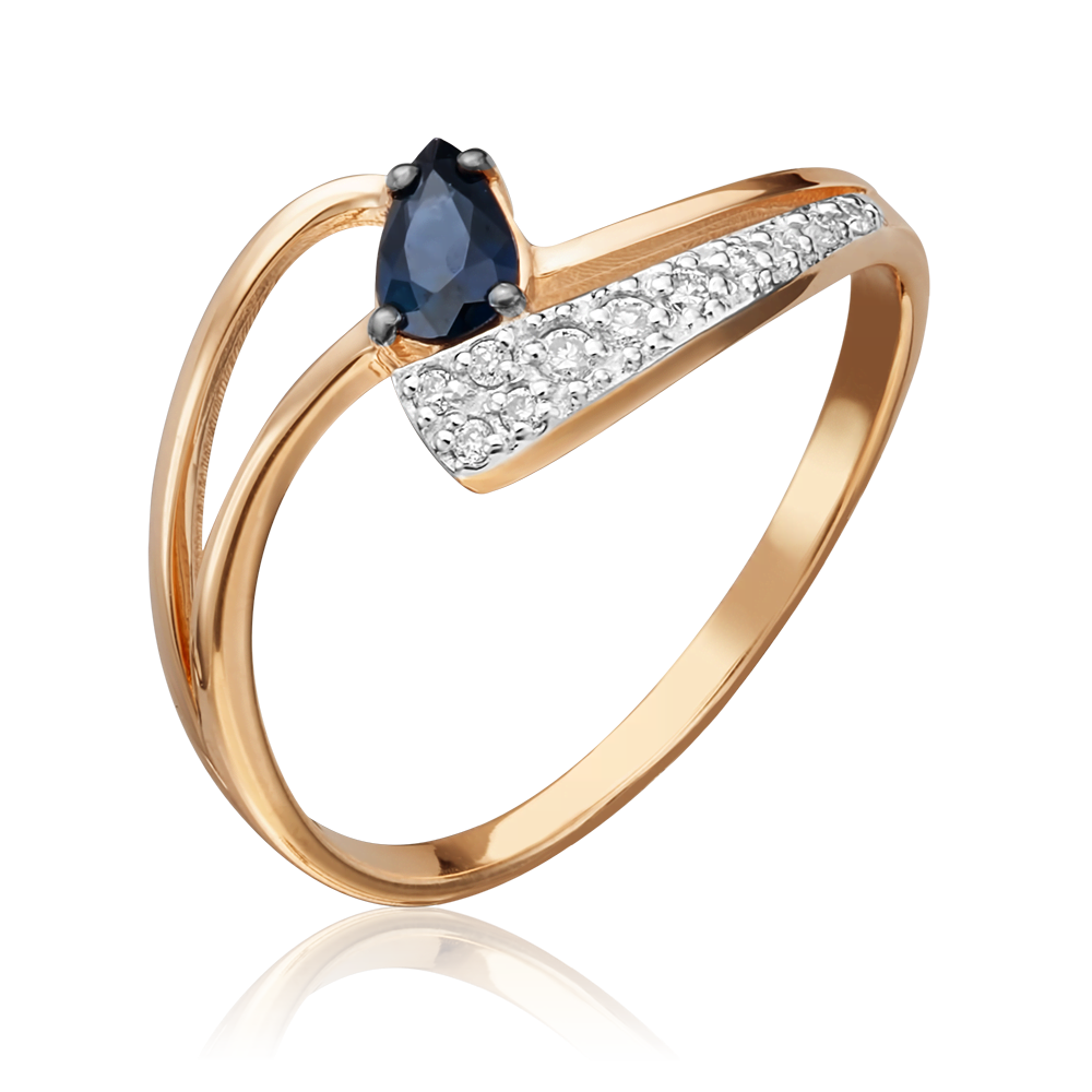 Кольцо из красного золота с сапфиром и бриллиантами 01-0704-00-105-1110-30