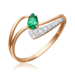 Кольцо из красного золота с изумрудом и бриллиантами 01-0704-00-106-1110-30