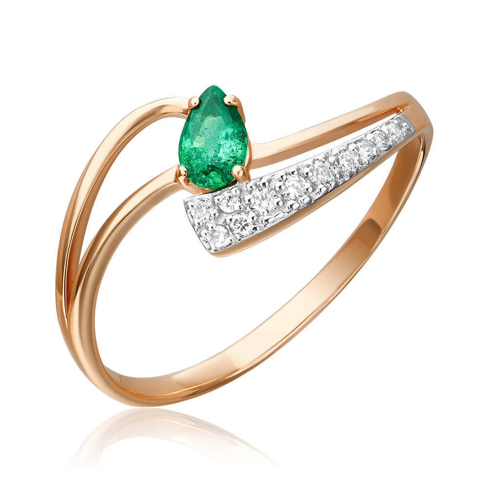 Кольцо из красного золота с изумрудом и бриллиантами 01-0704-00-106-1110-30