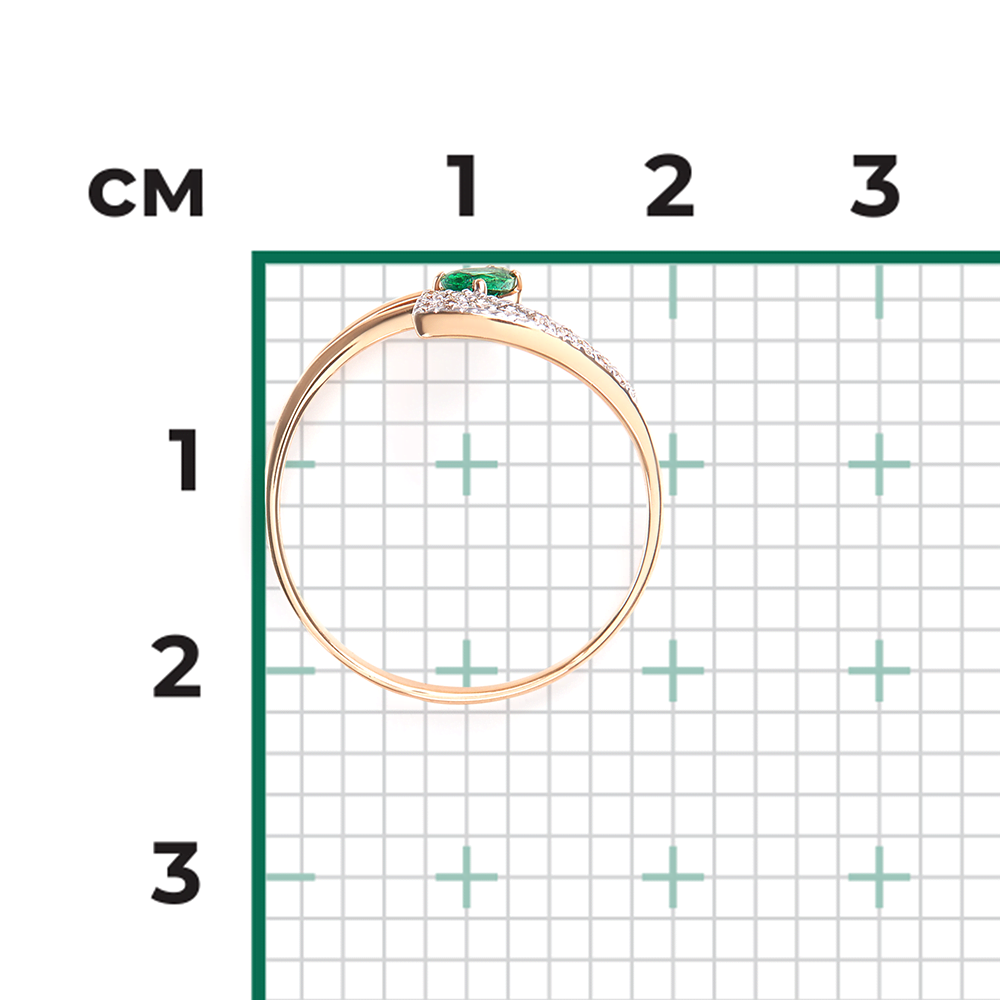 Кольцо из красного золота с изумрудом и бриллиантами 01-0704-00-106-1110-30