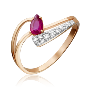 Кольцо из красного золота с рубином и бриллиантами 01-0704-00-107-1110-30